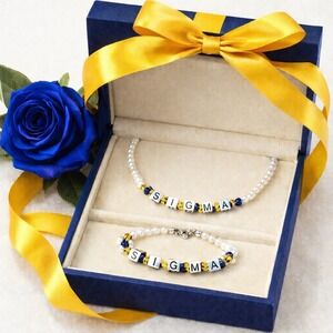 Sigma Gamma‎ Rho Jewelry Set Blue, Gold and White